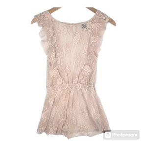 Dunnes Womens Lace Sheer Blouse Top XS Euro 38 Peach Romantic Feminine Fairycore